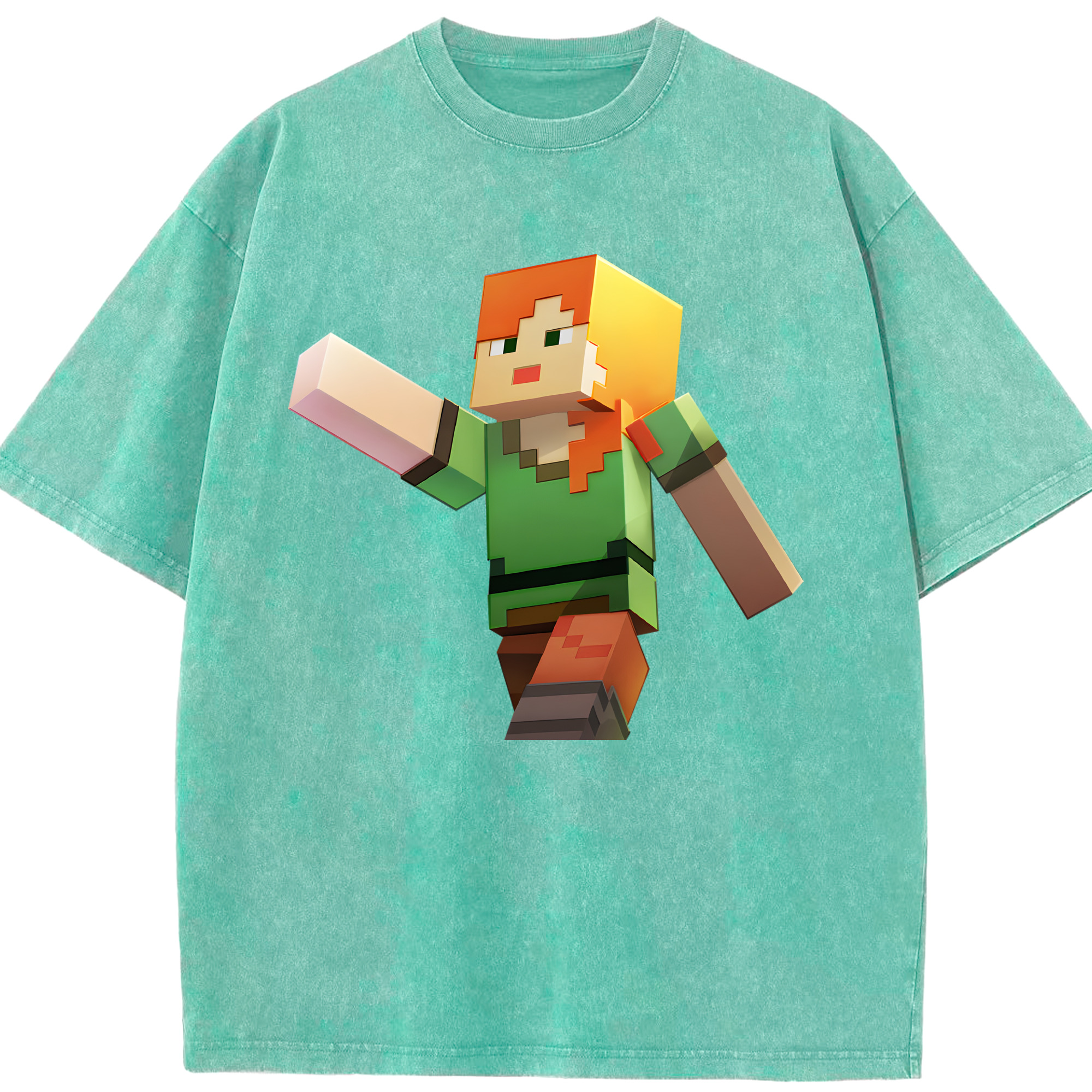 （画像用） マインクラフト ブロックの世界 Minecraft MC Block world 綿100% ヴィンテージ風 半袖Tシャツ（フロントプリント）